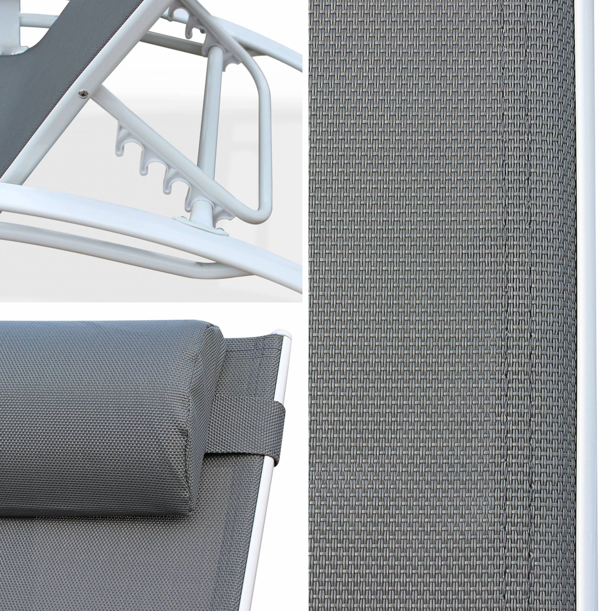 sweeek - Duo de bains de soleil aluminium - Louisa Gris blanc - Transats aluminium et textilène | sweeek - Image 4