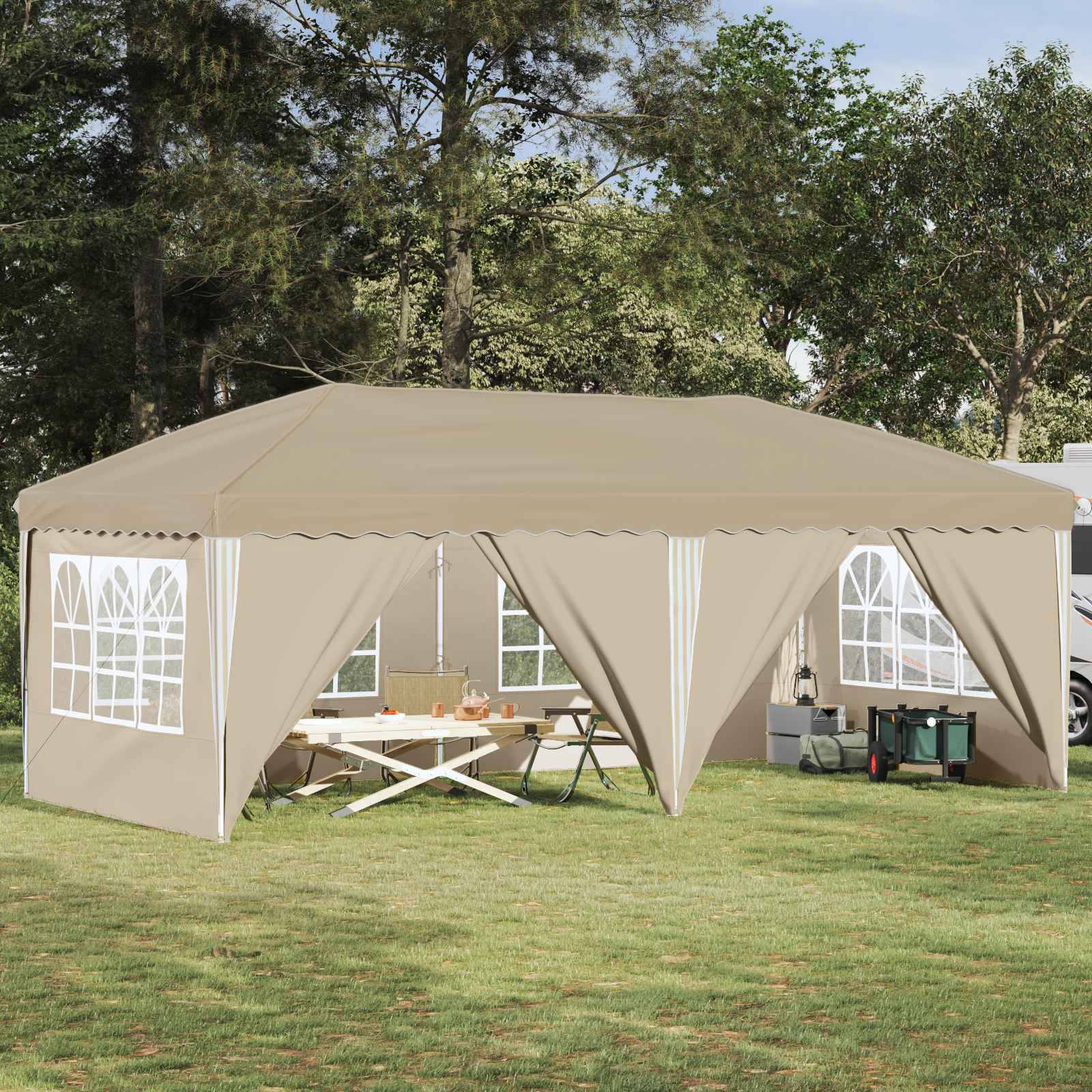 ComfortXL - Tente de réception Pop-up Acier pour grands événements Hauteur réglable 6x3m Crème - ComfortXL Outdoor Living - Image 1