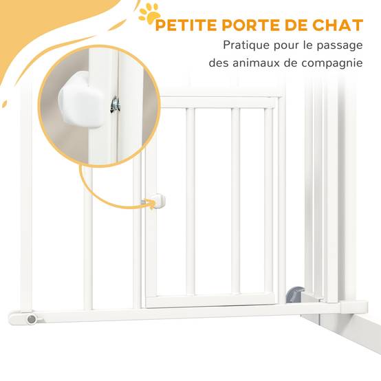 Barrière de sécurité acier pour animaux porte intégrée 74-80cm blanc - ComfortXL Outdoor Living - Image 10