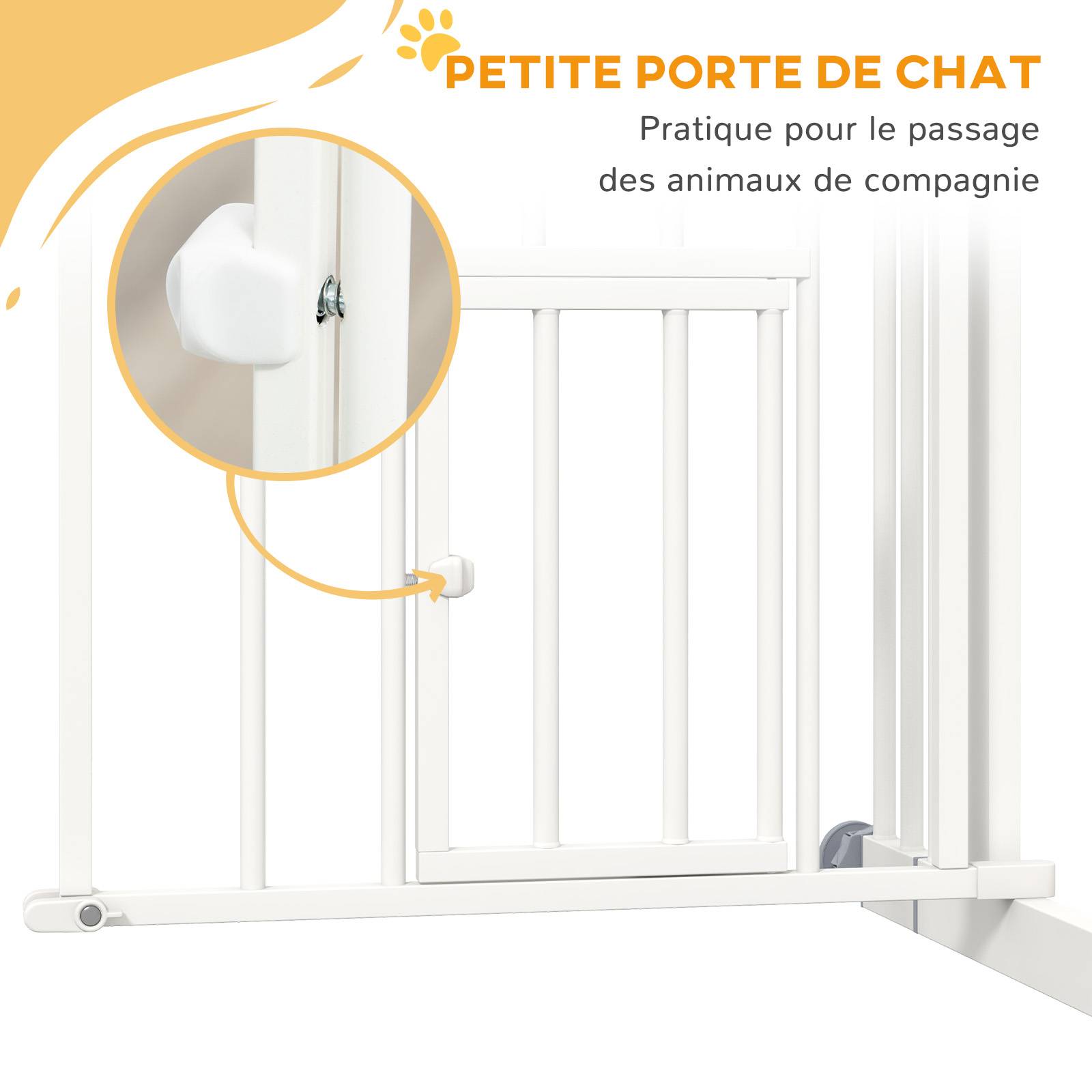 Barrière de sécurité acier pour animaux porte intégrée 74-80cm blanc - ComfortXL Outdoor Living - Image 10