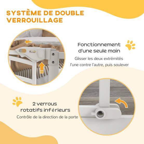 Barrière de sécurité acier pour animaux porte intégrée 74-80cm blanc - ComfortXL Outdoor Living - Image 7