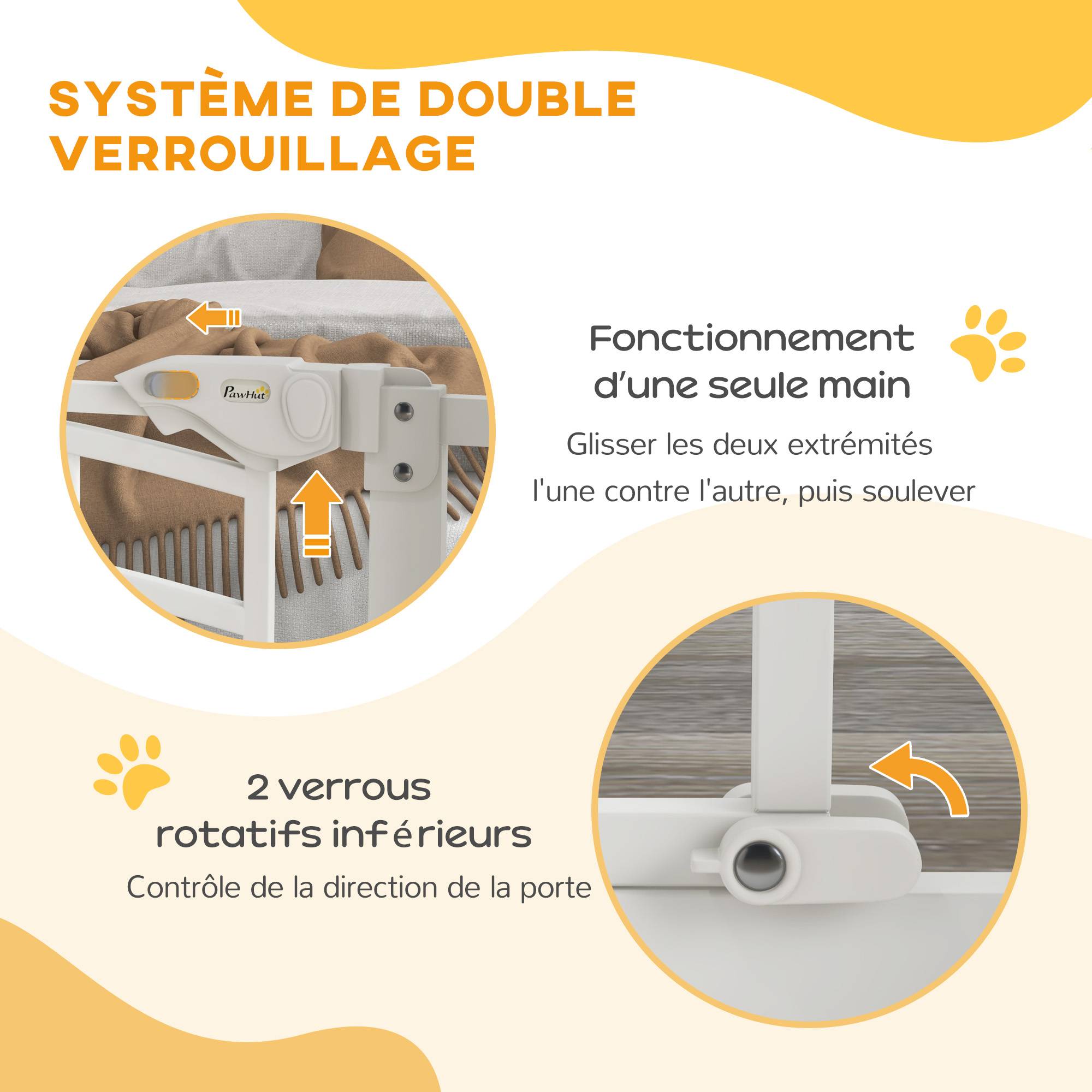 Barrière de sécurité acier pour animaux porte intégrée 74-80cm blanc - ComfortXL Outdoor Living - Image 7