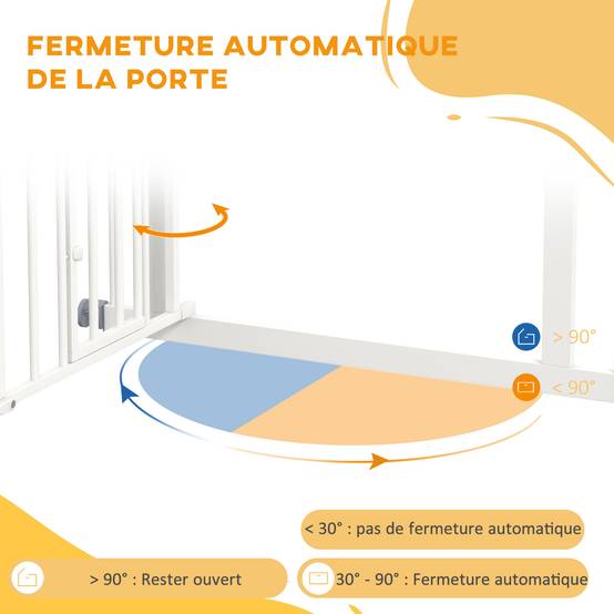 Barrière de sécurité acier pour animaux porte intégrée 74-80cm blanc - ComfortXL Outdoor Living - Image 8