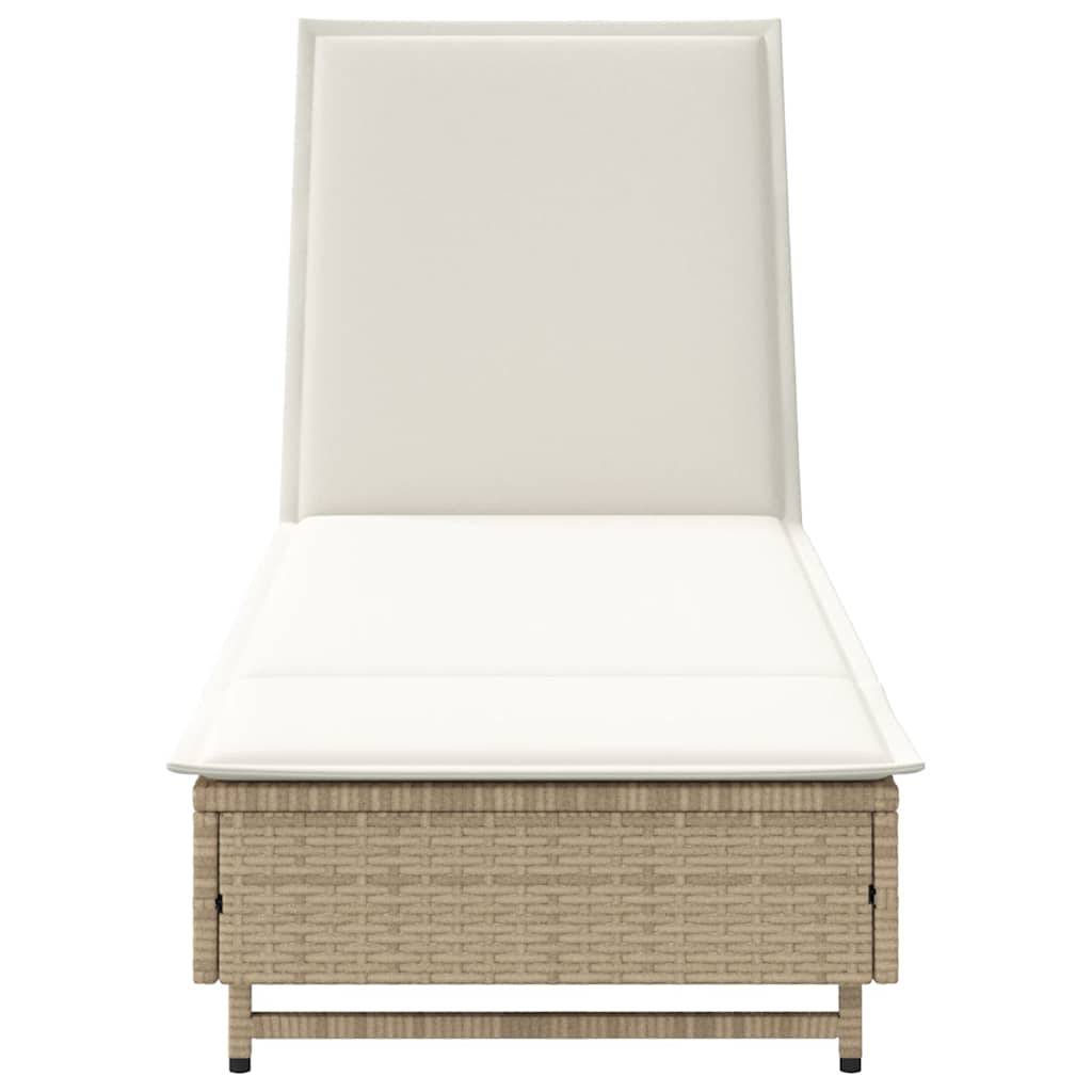 Maison Chic - Bain de soleil - Transat avec roues et coussin beige résine tressée HL116 - Image 6