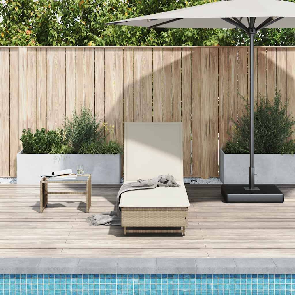 Maison Chic - Bain de soleil - Transat avec roues et coussin beige résine tressée HL116 - Image 3