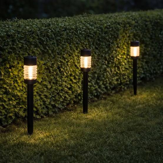 Lot de 3 lampes solaires LED blanc chaud - Noir - Image 1