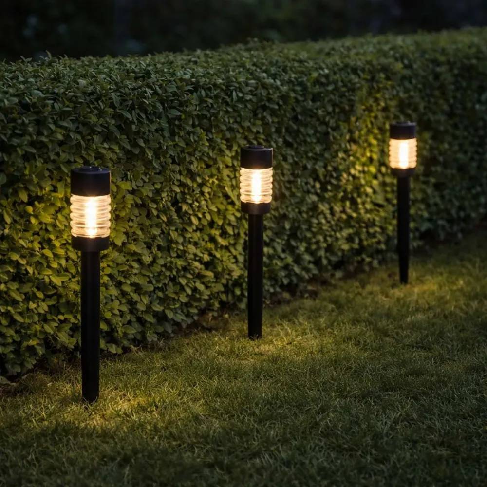 Lot de 3 lampes solaires LED blanc chaud - Noir - Image 1