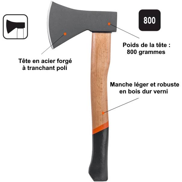 Gt Garden - Lot de 2 haches avec manche en bois : hache + hachette - GT GARDEN - Image 2