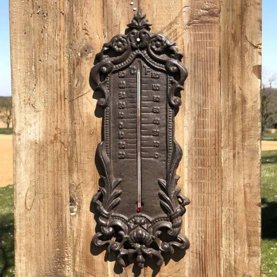 ° Grand thermomètre extérieur décoratif vintage fonte marron 37cm Chemin de campagne - Image 3