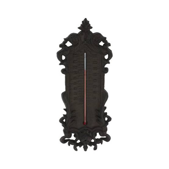 ° Grand thermomètre extérieur décoratif vintage fonte marron 37cm Chemin de campagne - Image 1