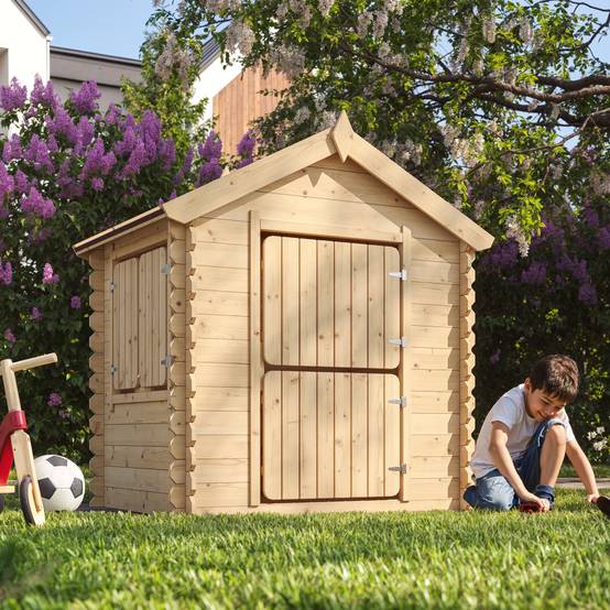 Timbela - Maison en bois pour enfants 112x146xH143 cm / 1.1 m² sans plancher - Maison de jeux pour l'extérieur - 19 mm d’épaisseur - Timbela M516-1 - Image 1