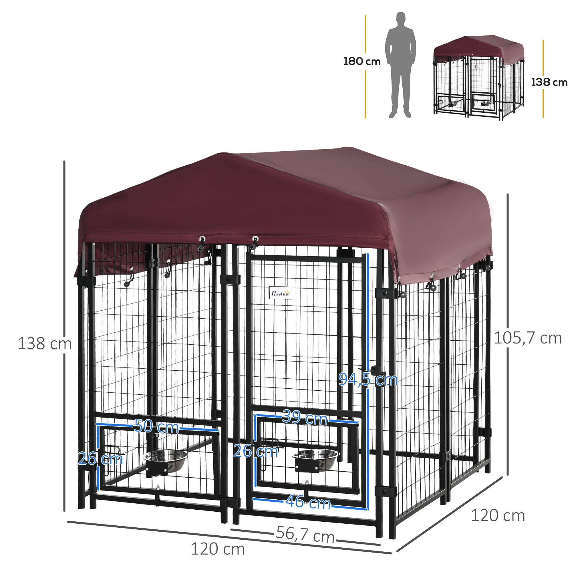 Parc enclos pour chiots chiens acier extérieur toit imperméable 8 panneaux 120x120cm multi - ComfortXL Outdoor Living - Image 5