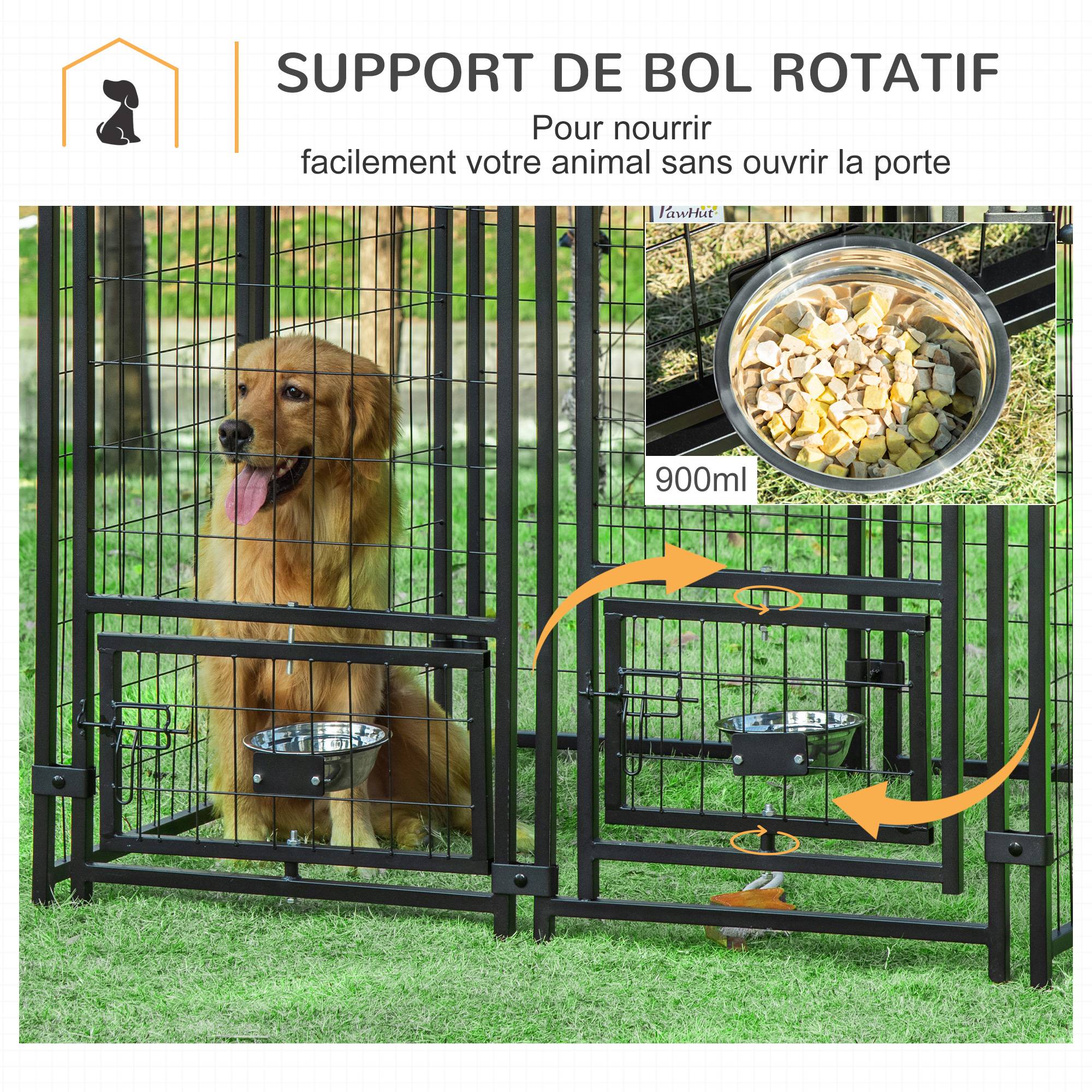 Parc enclos pour chiots chiens acier extérieur toit imperméable 8 panneaux 120x120cm multi - ComfortXL Outdoor Living - Image 7
