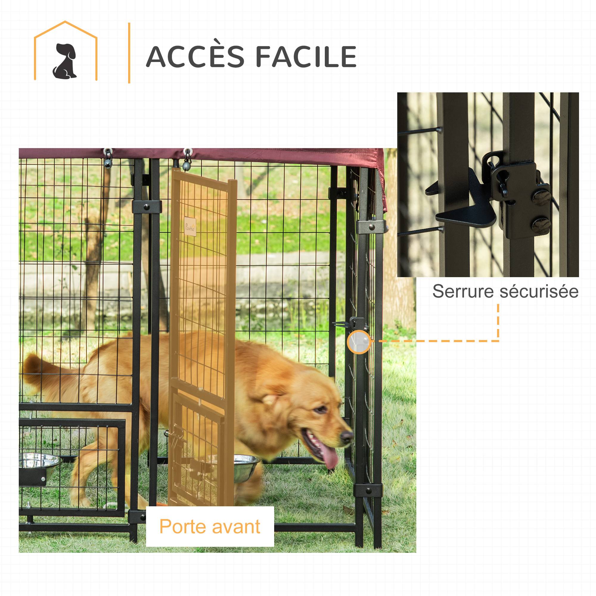 Parc enclos pour chiots chiens acier extérieur toit imperméable 8 panneaux 120x120cm multi - ComfortXL Outdoor Living - Image 9