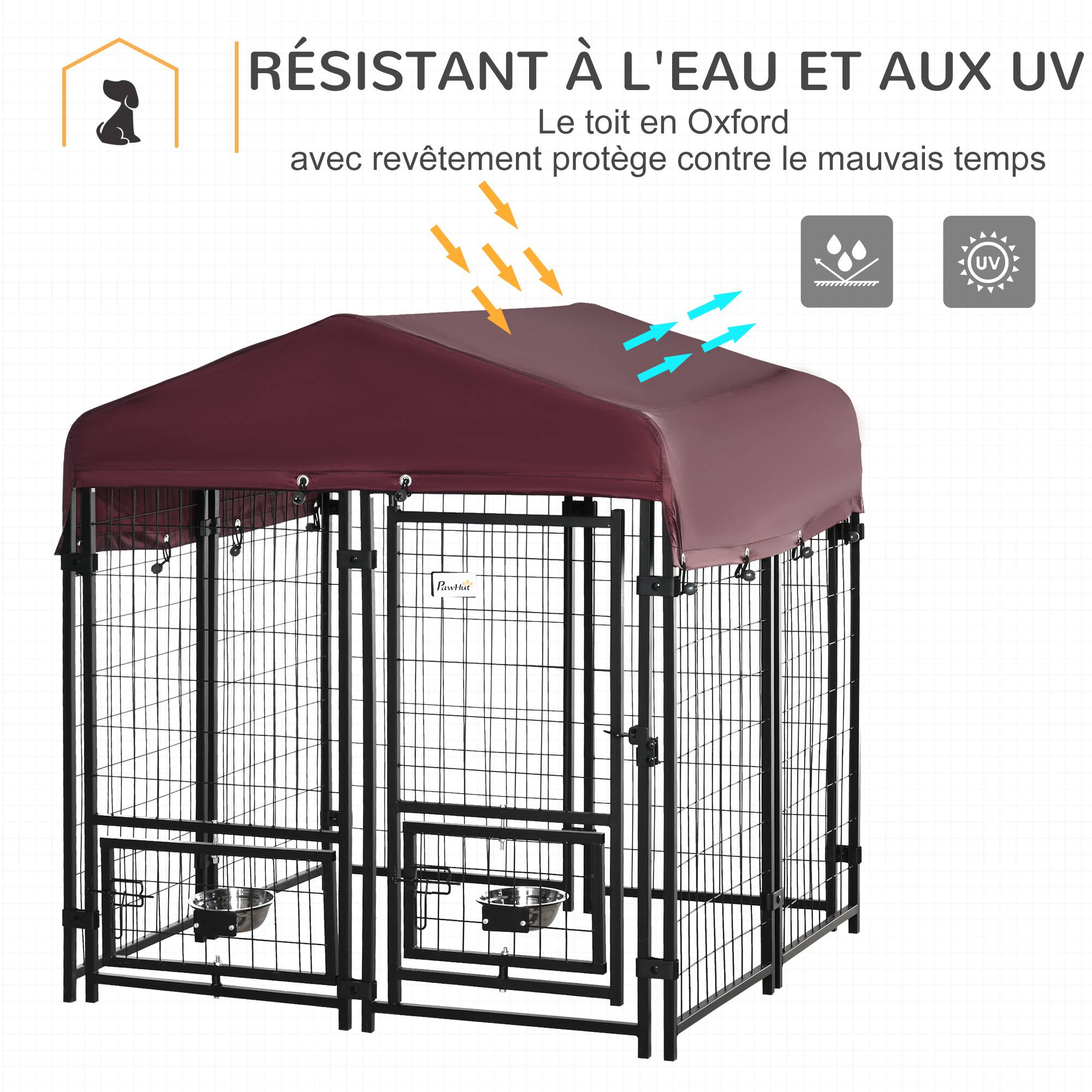 Parc enclos pour chiots chiens acier extérieur toit imperméable 8 panneaux 120x120cm multi - ComfortXL Outdoor Living - Image 6
