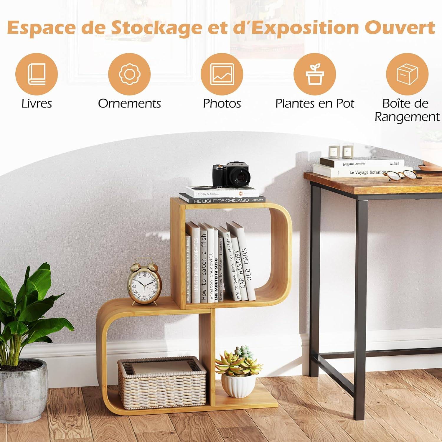 NEWGATE® Lemur Réveil Design Rectangulaire Caisse Bambou - Horloge Chevet Bureau Salon Rétro Moderne