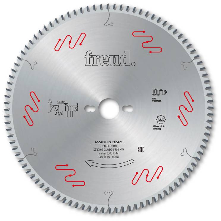 Lame trapèze plate pour surfaces FREUD - Øures//composites FREUD - Ø250 3,2/2,5 AL30 Z80 TD+ - F03FS07294 -LU4D 0100