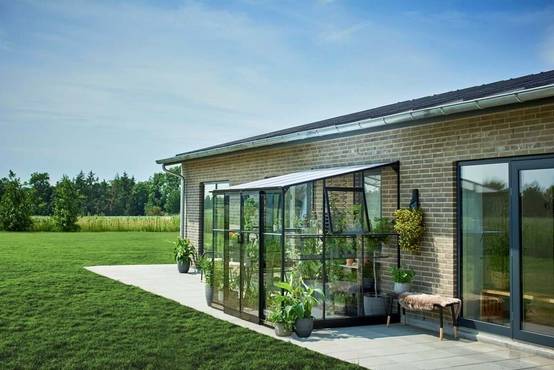 Halls - Serre en verre trempé 4,7 m², noir - Qube Lean-to 68, Halls - Image 2