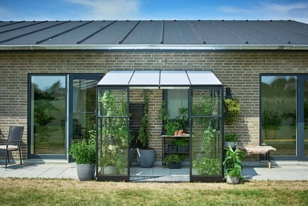 Halls - Serre en verre trempé 4,7 m², noir - Qube Lean-to 68, Halls - Image 3