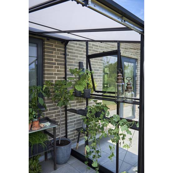 Halls - Serre en verre trempé 4,7 m², noir - Qube Lean-to 68, Halls - Image 5