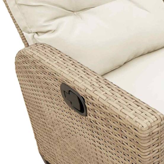 ComfortXL - Salon de jardin d'angle en L polyrotin 3 pièces avec dossier inclinable et repose-pieds Beige – ComfortXL Outdoor Living - Image 3