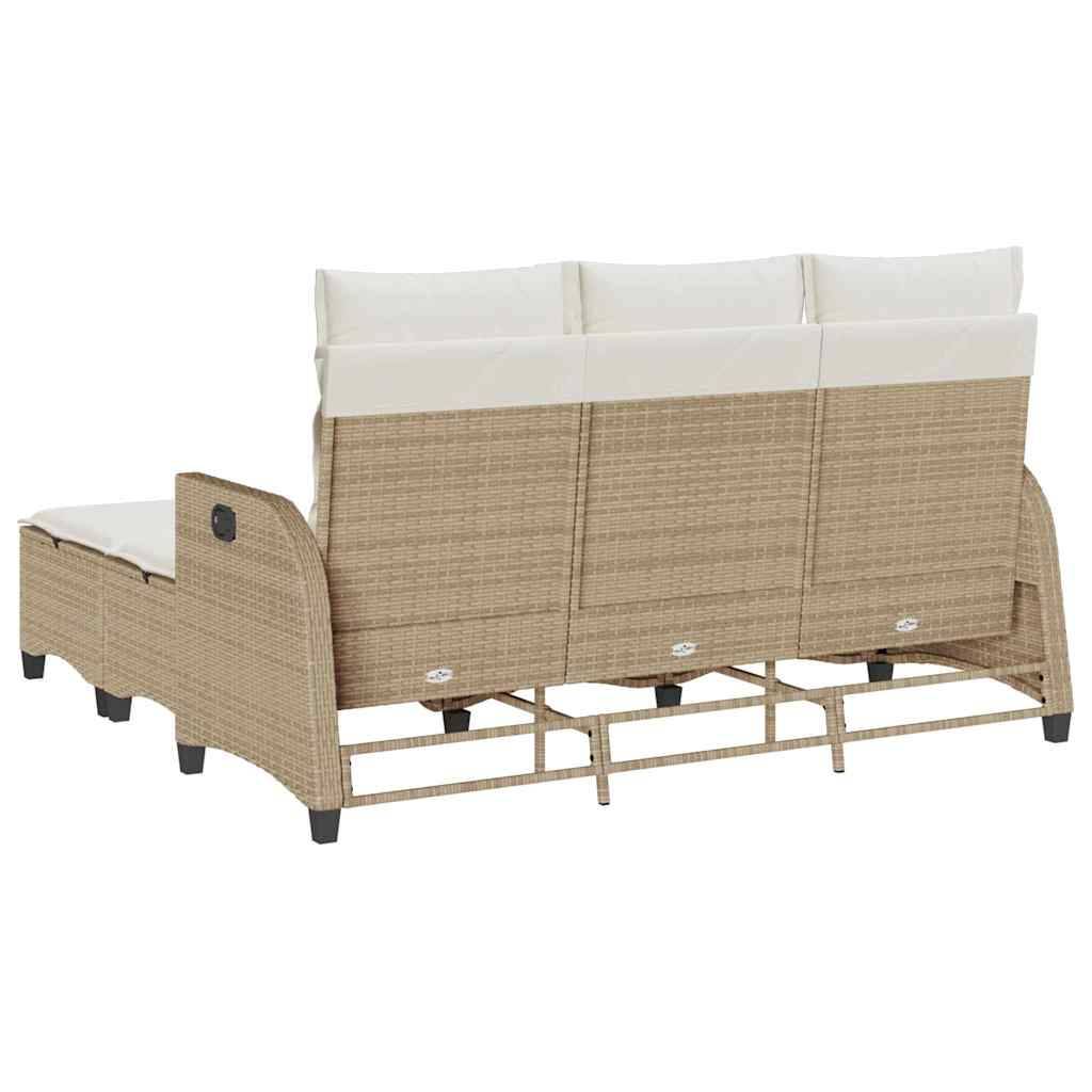 ComfortXL - Salon de jardin d'angle en L polyrotin 3 pièces avec dossier inclinable et repose-pieds Beige – ComfortXL Outdoor Living - Image 6