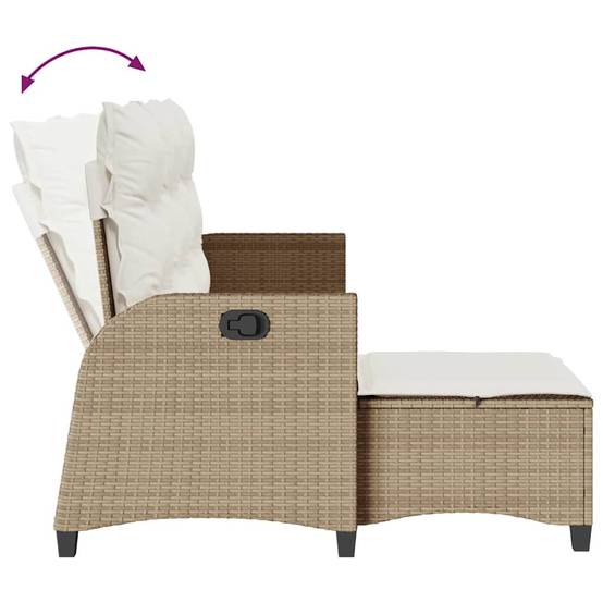 ComfortXL - Salon de jardin d'angle en L polyrotin 3 pièces avec dossier inclinable et repose-pieds Beige – ComfortXL Outdoor Living - Image 7