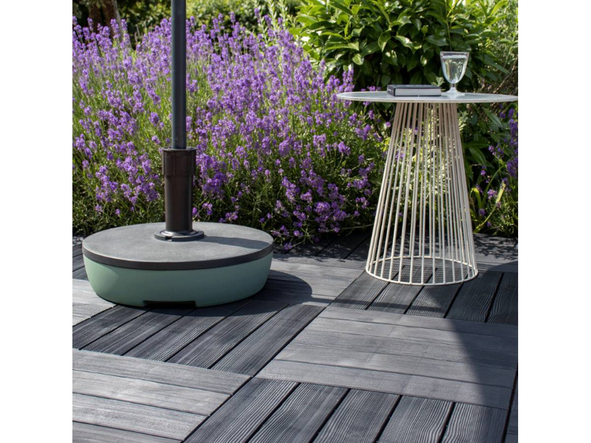 Eda - Pied de parasol rond en plastique à remplir 20 L  gris foncé/laurier - EDA - Image 2