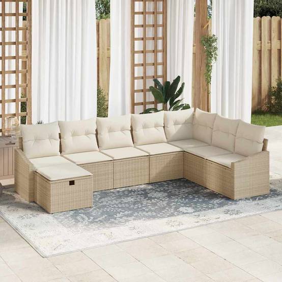 Kit Mobilier Terrasse Rangement Polyrotin - 8 Modules Pratiques et Esthétiques - Beige – ComfortXL Outdoor Living - Image 1