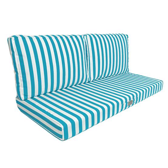 Coussins pour salon de jardin déhoussable 120x60cm Rayure turquoise - Déco arts - Image 1