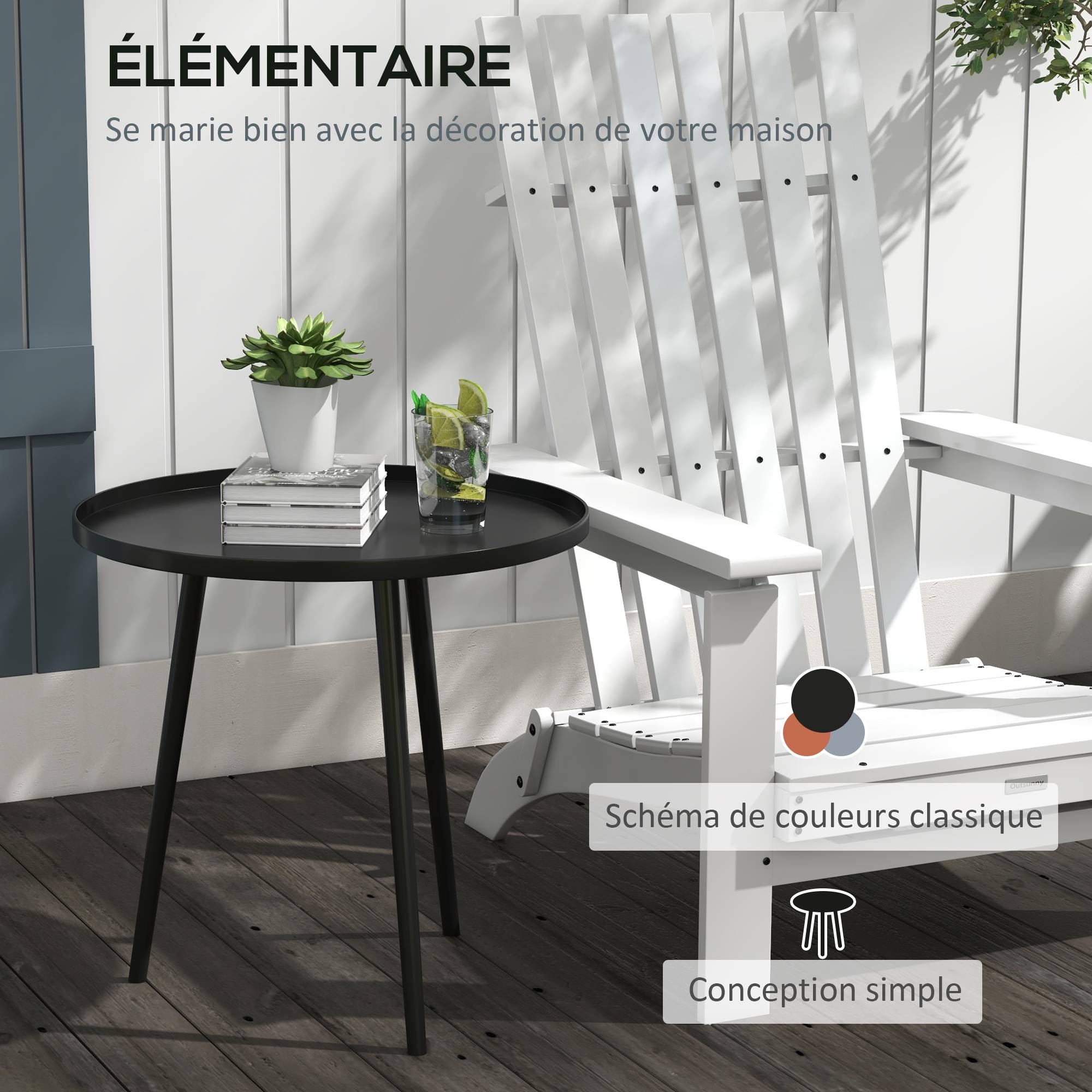 Table basse de jardin acier noir 40 x 40 x 50 cm - PANGIVO - Image 6