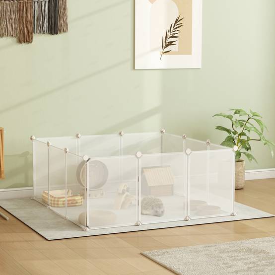 Enclos Modulable Métal Résine Pour Petits Animaux Parc 105x105x45cm Blanc - ComfortXL Outdoor Living - Image 4