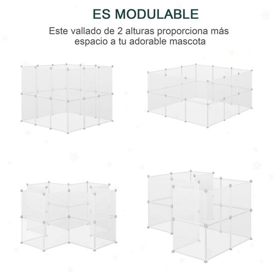 Enclos Modulable Métal Résine Pour Petits Animaux Parc 105x105x45cm Blanc - ComfortXL Outdoor Living - Image 9