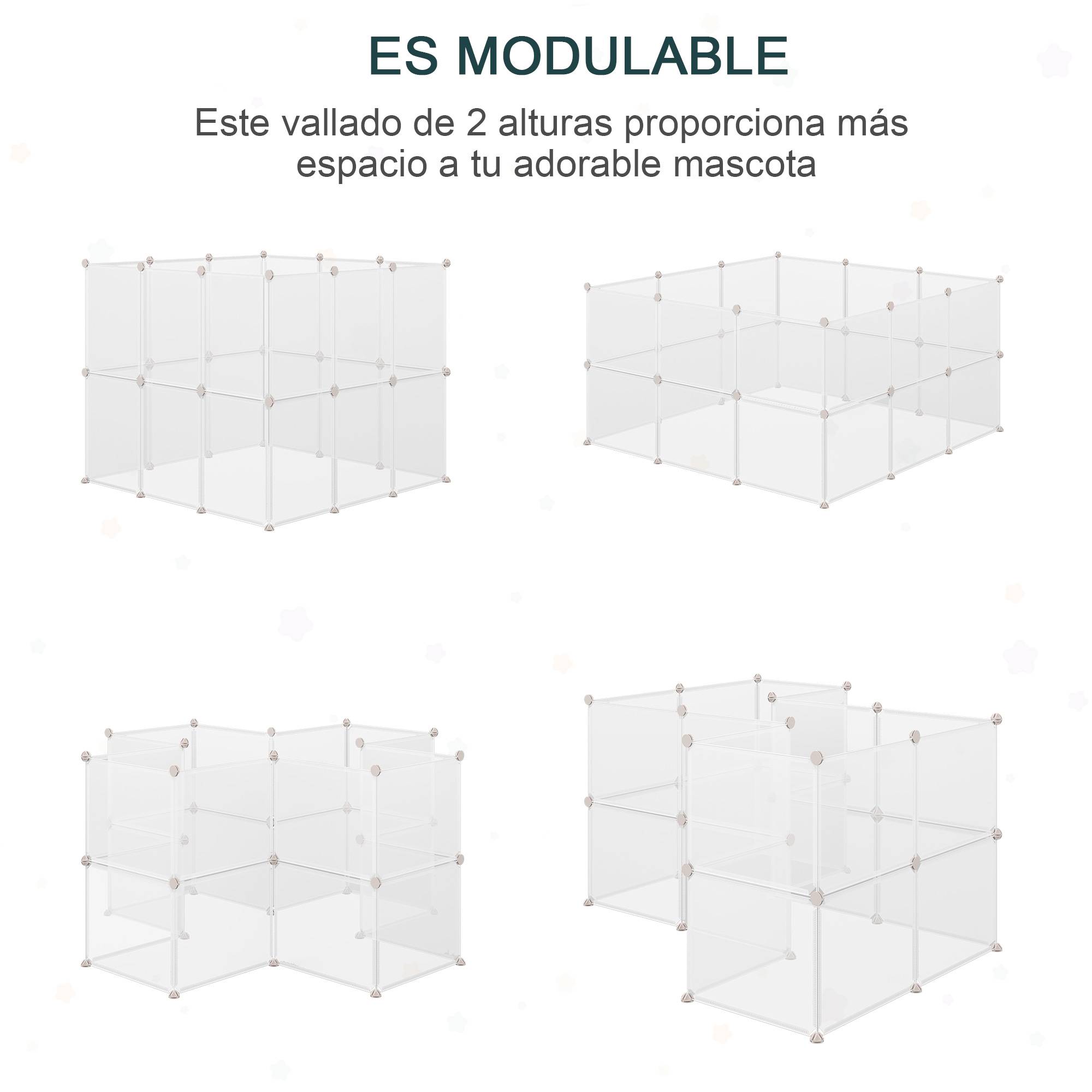 Enclos Modulable Métal Résine Pour Petits Animaux Parc 105x105x45cm Blanc - ComfortXL Outdoor Living - Image 9