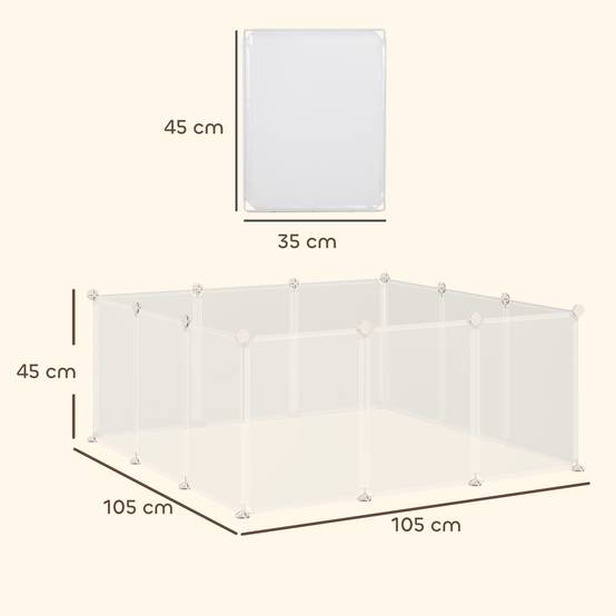 Enclos Modulable Métal Résine Pour Petits Animaux Parc 105x105x45cm Blanc - ComfortXL Outdoor Living - Image 5