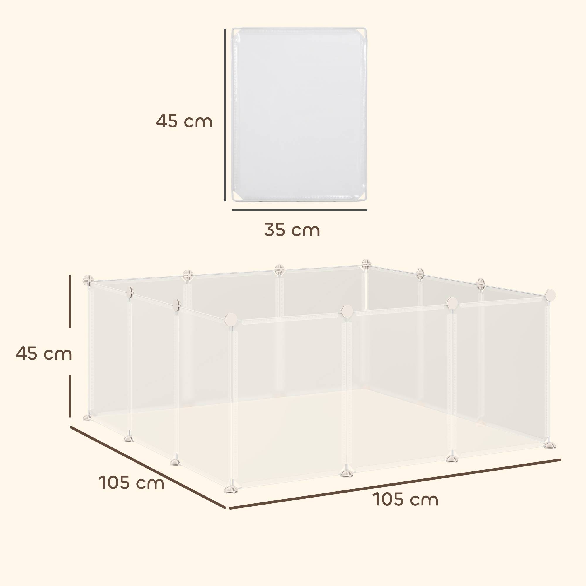 Enclos Modulable Métal Résine Pour Petits Animaux Parc 105x105x45cm Blanc - ComfortXL Outdoor Living - Image 5
