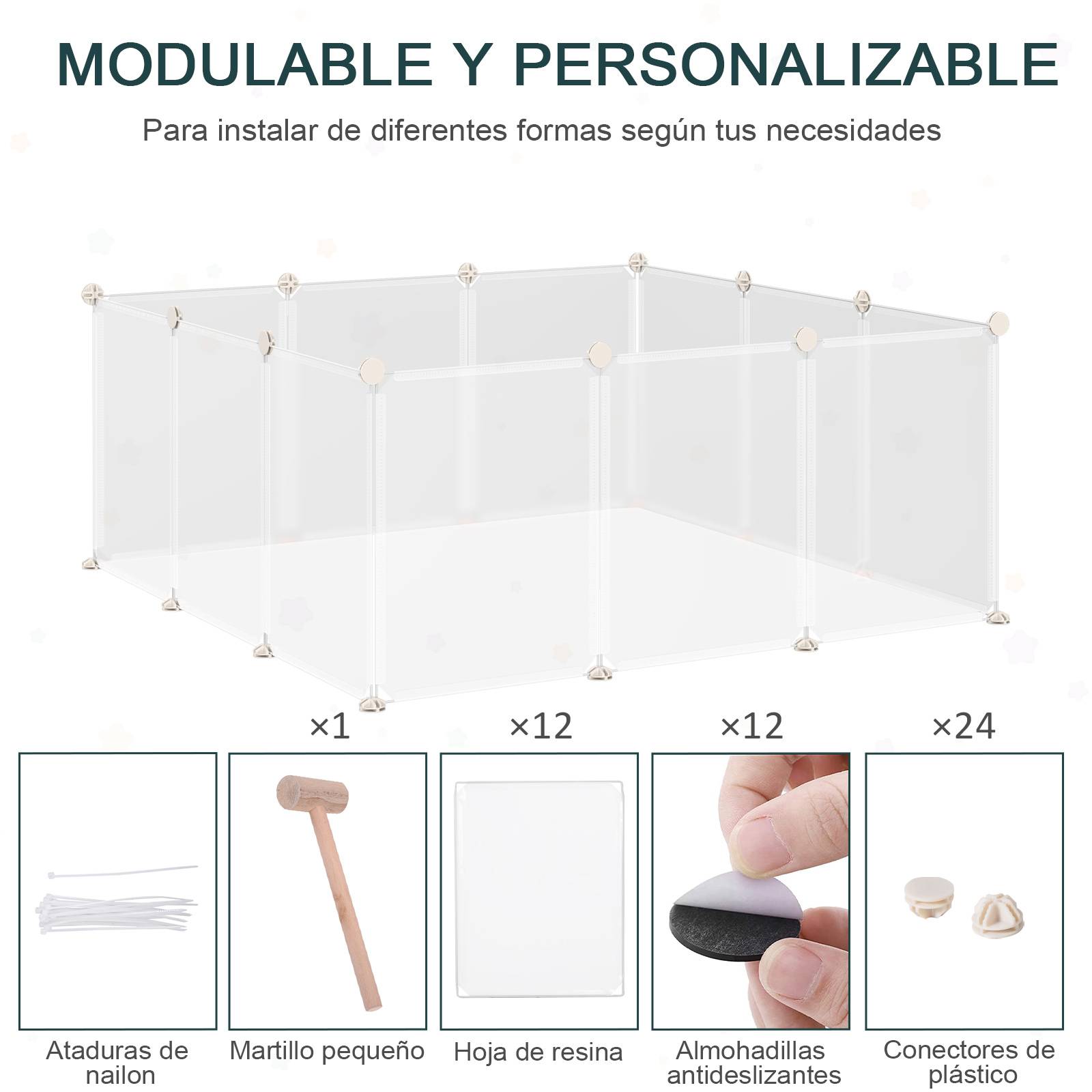 Enclos Modulable Métal Résine Pour Petits Animaux Parc 105x105x45cm Blanc - ComfortXL Outdoor Living - Image 7