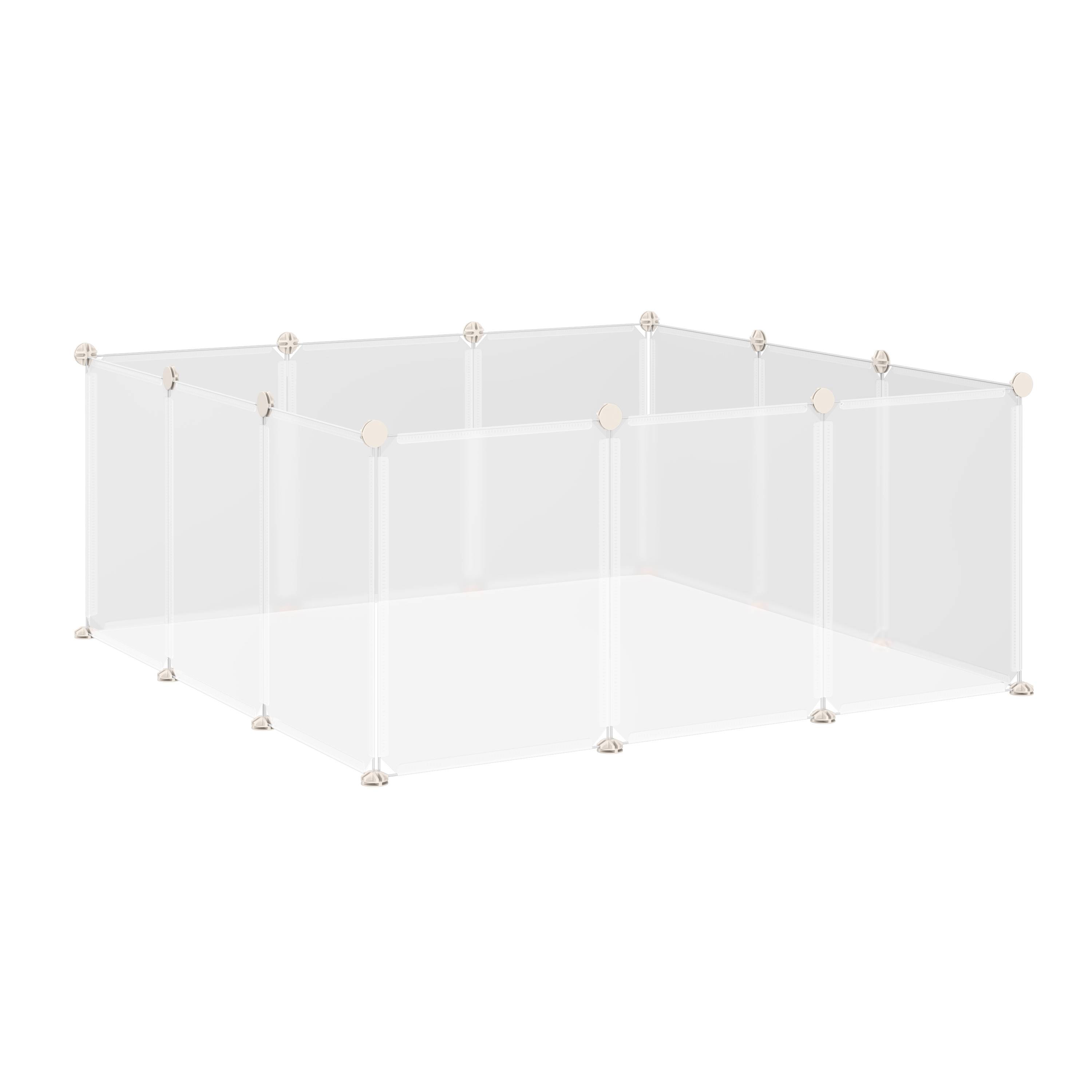 Enclos Modulable Métal Résine Pour Petits Animaux Parc 105x105x45cm Blanc - ComfortXL Outdoor Living - Image 2