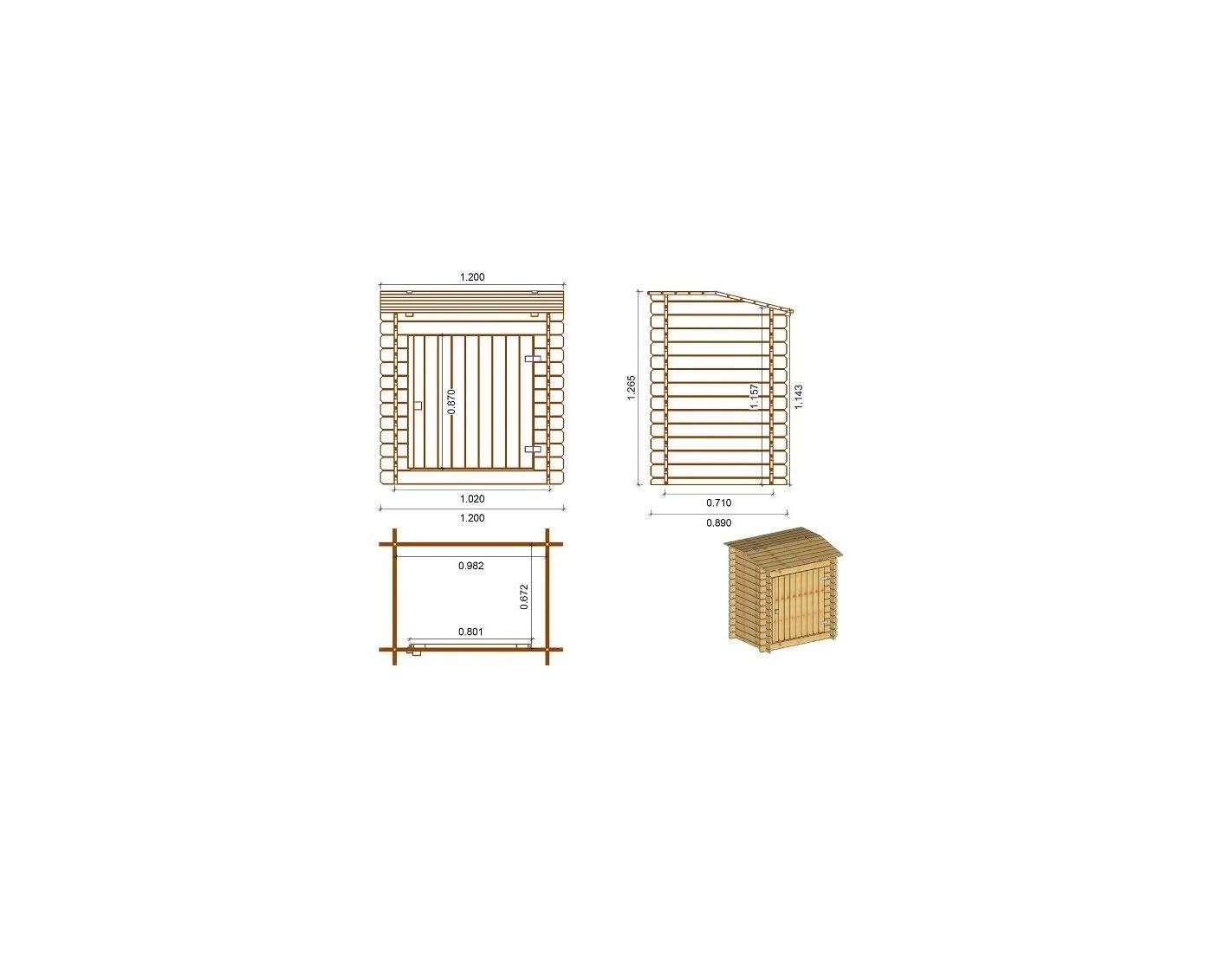 Altanka - Armoire de jardin en bois -1.2x0.89 m - H.1.26 m - imprégné - SZA6 - ALTANKA - Image 4