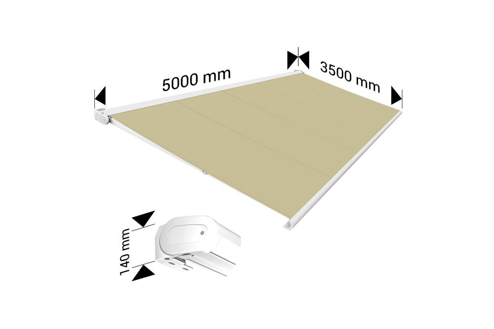 Ombrazur - Store banne Coffre intégral PROTECT 2 Blanc 5x3,5m Motorisé à télécommande - Toile Ecrue OMBRAZUR - Image 4