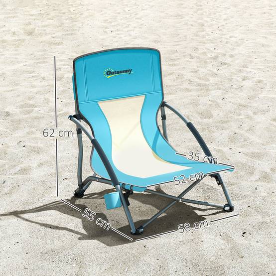 Chaise de plage pliante métal et tissu bleu 58 x 55 x 62 cm - PANGIVO - Image 5