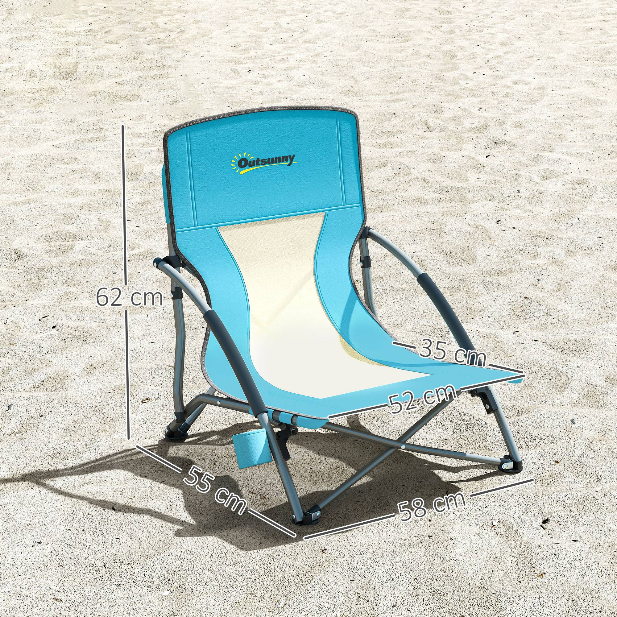 Chaise de plage pliante métal et tissu bleu 58 x 55 x 62 cm - PANGIVO - Image 5