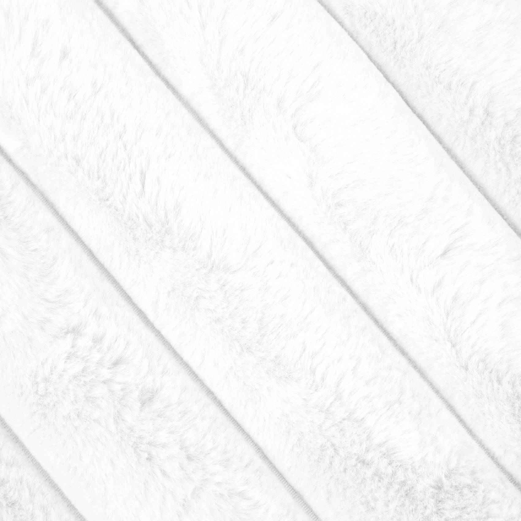 Lovely Casa - Coussin en imitation fourrure ultra douce à bandes - LOVELY CASA - Polyester - Blanc - Image 3