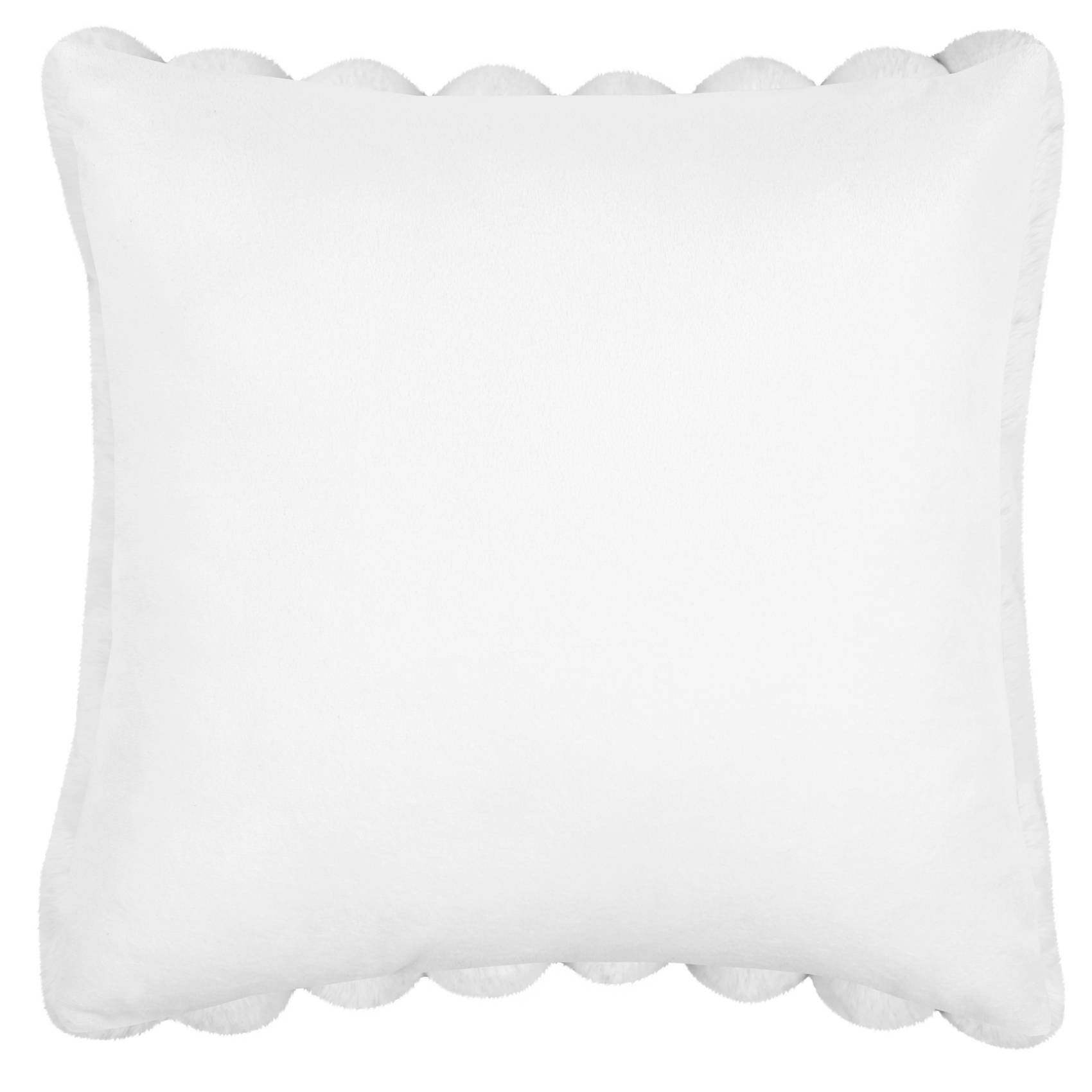 Lovely Casa - Coussin en imitation fourrure ultra douce à bandes - LOVELY CASA - Polyester - Blanc - Image 4