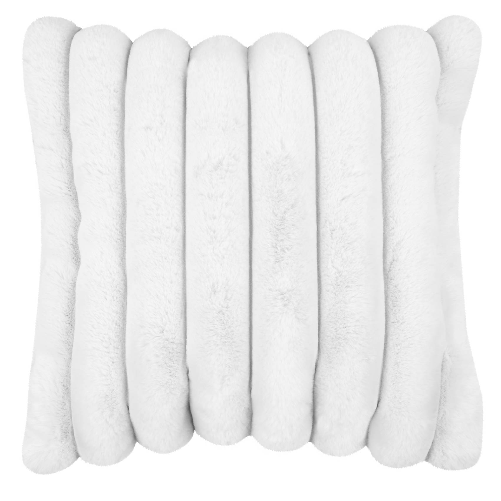 Lovely Casa - Coussin en imitation fourrure ultra douce à bandes - LOVELY CASA - Polyester - Blanc