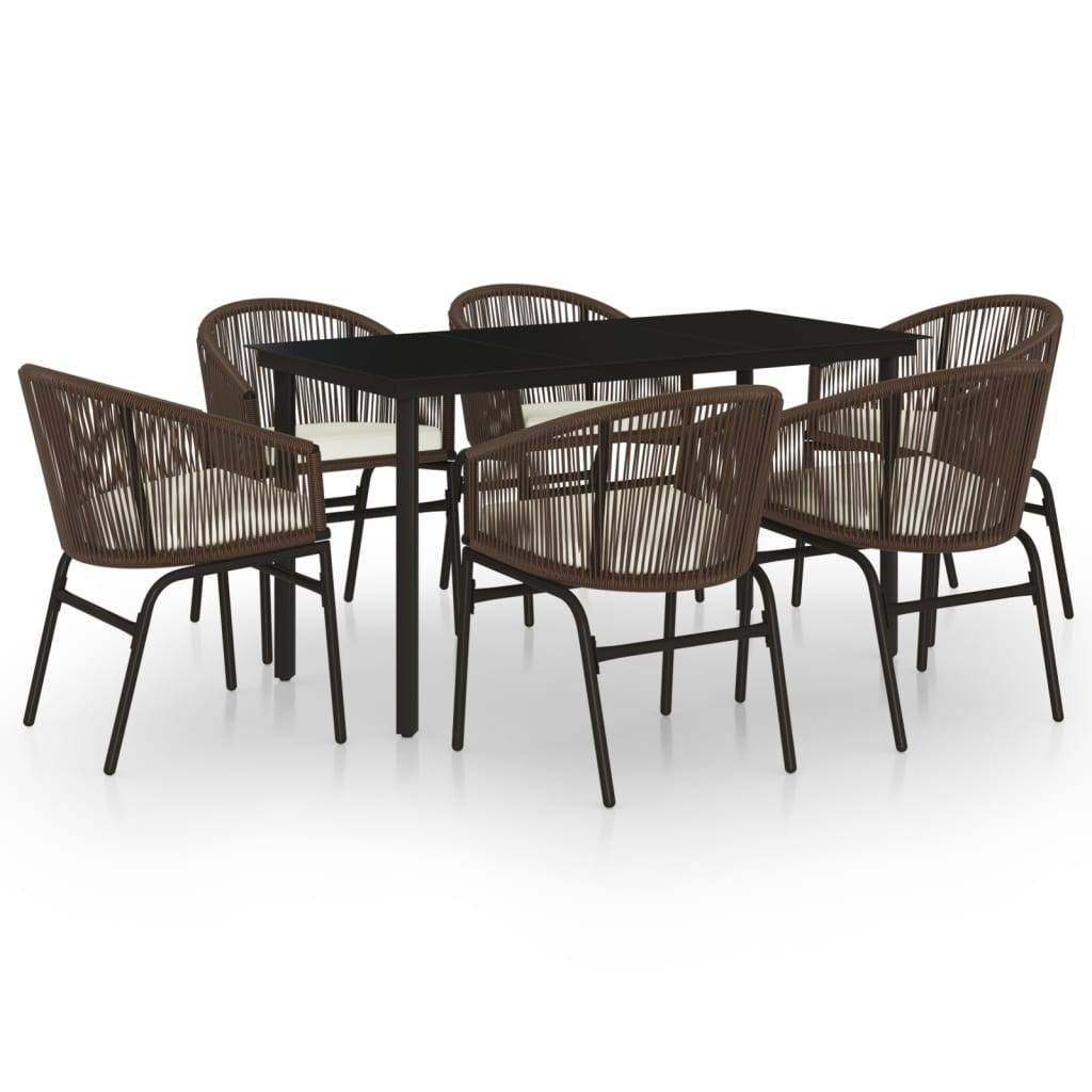 Salon de Jardin 6P 140cm Rotin PVC avec Coussins Marron – ComfortXL Outdoor Living - Image 2