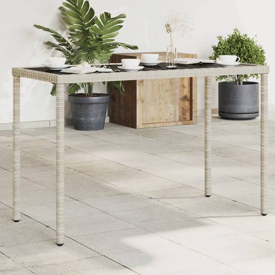 PANGIVO - Table de jardin verre gris clair 115 x 54 x 74 cm rotin - PANGIVO - Image 1