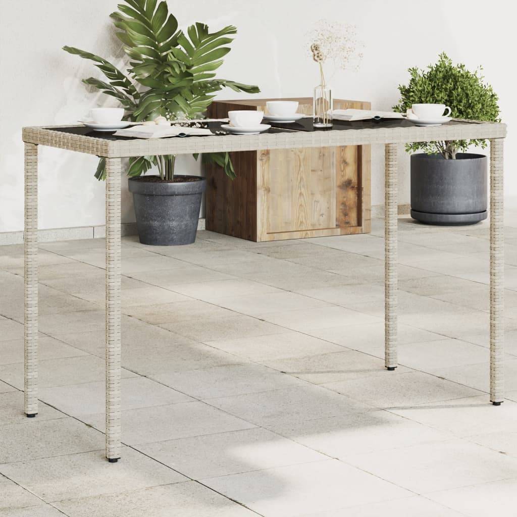 PANGIVO - Table de jardin verre gris clair 115 x 54 x 74 cm rotin - PANGIVO