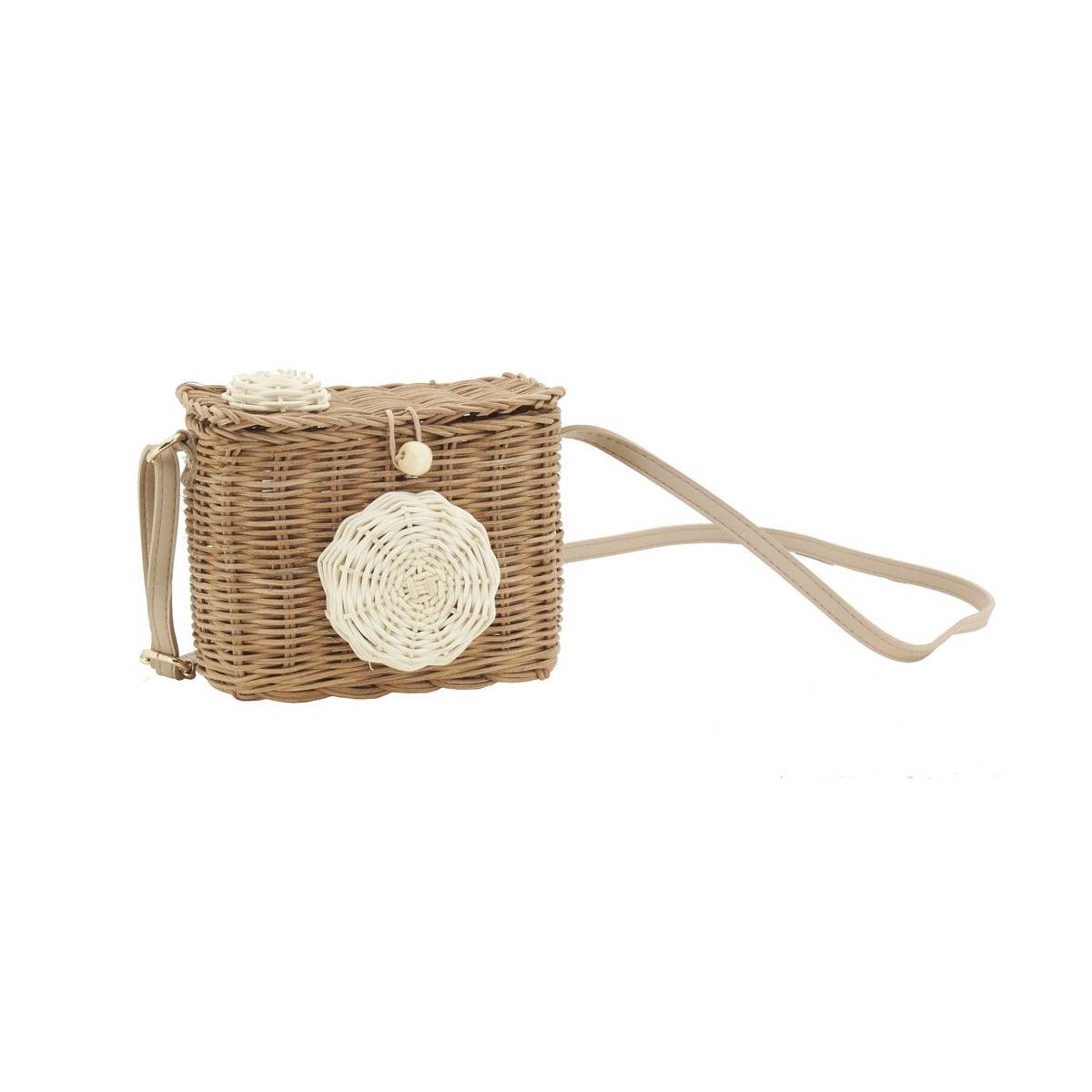 Aubry Gaspard - Sac enfant en rotin et cuir appareil photo - Image 1