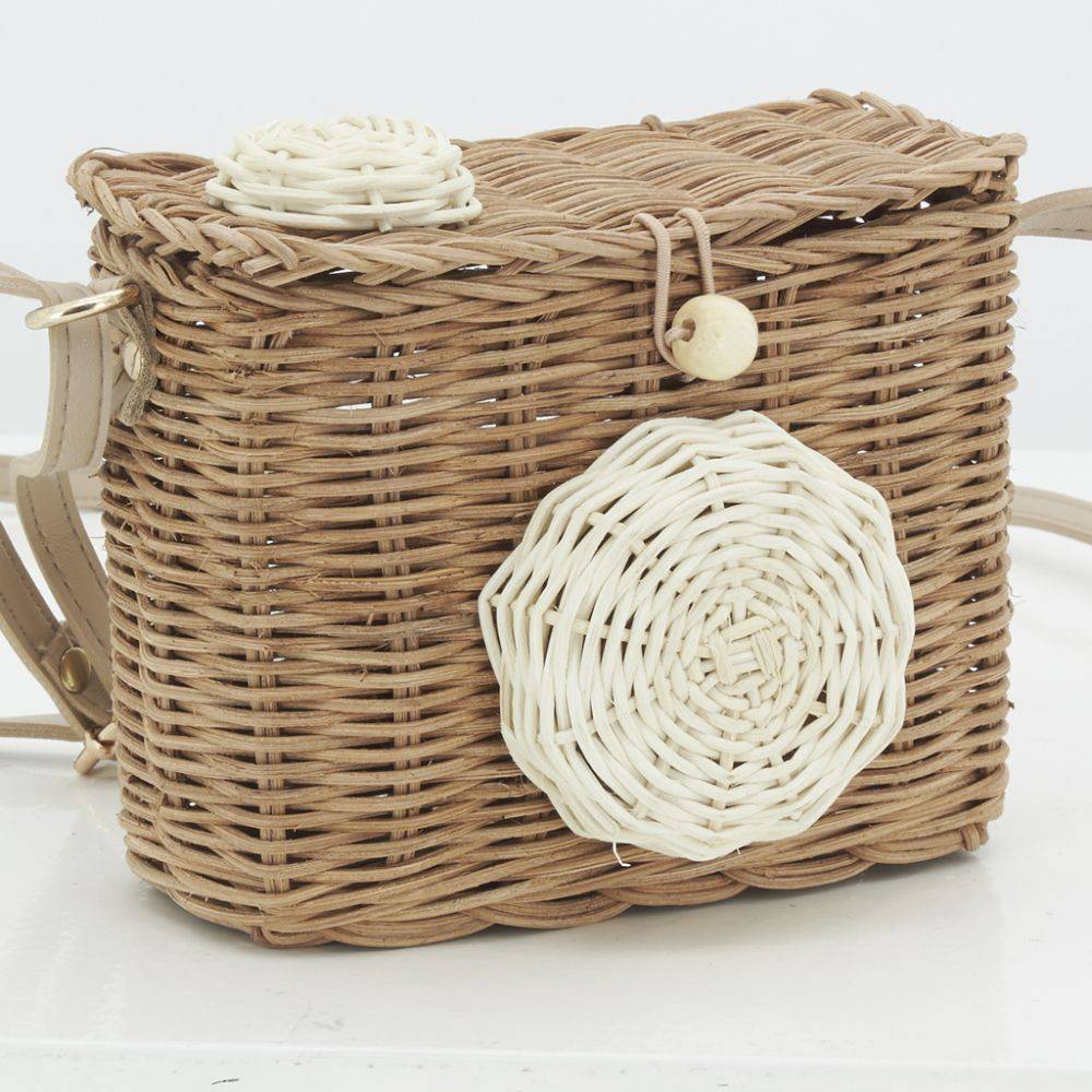 Aubry Gaspard - Sac enfant en rotin et cuir appareil photo - Image 4